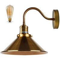 Ledsone Metal Swan Neck Wall Light - Industrial Cone Shade Indoor Sconce For Basement, Bedroom, Dining Room, Garage