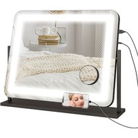 Homcom Dimmable Led Makeup Mirror With Magnifier, Usb Port, 360° Rotation