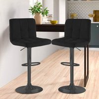 Fabric Bar Stool With Matt Black Legs - Black