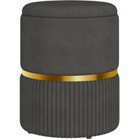 Homcom Velvet Round Storage Pouffe Footstool - Hidden Storage 30cm Diameter