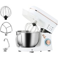 Homcom 1400w Electric Stand Mixer, 5l Stainless Steel Bowl, Tilt-head Kitchen Mixer With Dough Hook & Whisk - White