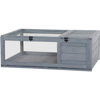 Pawhut Wooden Tortoise House With Mesh Roof - Grey