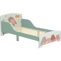Zonekiz Animal Design Toddler Bed Frame - Green, Mdf, Low Height With Siderails