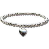 Aye Do Gifts Silver Beaded Bracelet With Puff Heart Charm - 15-20cm (6-8 Inch)