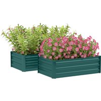 Outsunny Galvanised Steel Raised Garden Bed Set Of 2 - Green