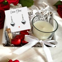 Aye Do Gifts Silver-plated Heart Drop Earrings & Caramel Chocolates Gift Hamper
