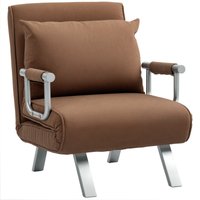 Homcom Faux Suede Convertible Sleeper Chair Bed With 5 Reclining Positions & Pillow - Coffee