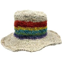 Hand-knitted Hemp & Cotton Rainbow Festival Hat - One Size Fits Most
