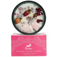 Rose Quartz Rose Flower Candle With Hidden Tarot Card - Rose Meadow Fragrance - 22 Hour Burn