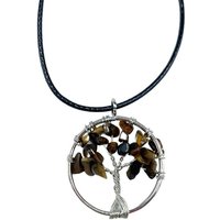 Tiger Eye Tree Of Life Pendant - Genuine Gemstone, Handcrafted