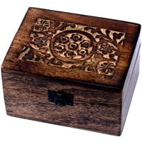 Hand-carved Mango Wood Aromatherapy Box - Holds 12 X 10ml Essential Oil Bottles