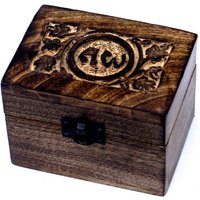 Hand-carved Mango Wood Aromatherapy Box For 6 X 10ml Essential Oil Bottles - Floral Design