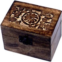 Hand-carved Mango Wood Aromatherapy Box - Holds 6 X 10ml Essential Oil Bottles