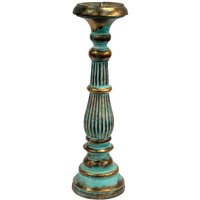 Handmade Wooden Candle Stand - Ornate Carving, Albesia Wood - Large