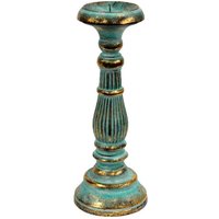 Handmade Turquoise & Gold Wooden Candle Stand - 18mm X 10mm