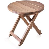Hand-crafted Upcycled Teak Round Folding Coffee Table - 50cm - Rustic Bohemian