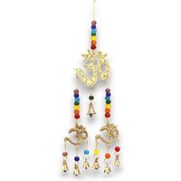 Brass Om Chimes With Chakra Beads - 7 Melodic Bells - Spiritual Decor