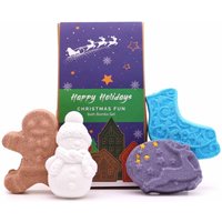 Handcrafted Christmas Bath Bomb Gift Pack - Gingerbread 120g, Ice Skate 80g, Snowman 80g, Reindeer 80g