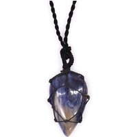 Laced Sodalite Teardrop Pendant - Deep Blue, Handcrafted In India, 34cm String