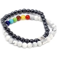 White Howlite Chakra Gemstone Bracelet - Authentic Natural Stones - One Size Fits All