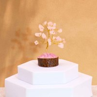 Mini Rose Quartz Gemstone Tree On Wood Base - 6cm (15 Stones)