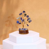 Mini Sodalite Gemstone Tree On Wood Base - 6cm / 2.5 Inches (15 Stones)