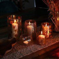 Dried Flower Glass Holder - Recycled Glass Tealight Candle Holder Vase - 12x11cm