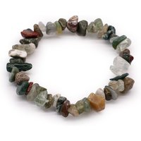 Moss Agate Chipstone Bracelet - Genuine Gemstone, Comfortable Elastic, One Size