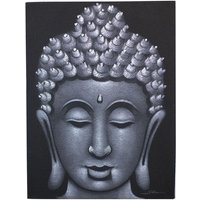 Handmade Buddha Painting, 80cm X 60cm, Grey Sand Finish