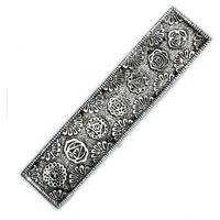 Chakra Floral Long Incense Holder - Polished Aluminium, 23cm