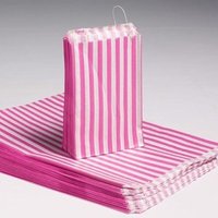 Candy Stripe Kraft Paper Bags - Pink (5x7")