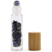 Sodalite Essential Oil Roller Bottle With Wooden Cap - Natural Stone Rollerball