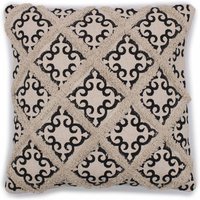 Cotton Cushion Cover - Geometric Print - Beige, Grey, Black - 45x45cm