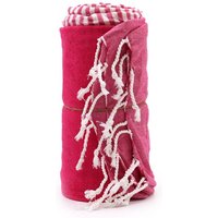 Indian Handcrafted Cotton Pareo Beach Towel Sarong - 100cm X 180cm - Hot Pink