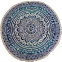 130cm Cotton Mandala Roundie - Classic Blue & White Wall Art