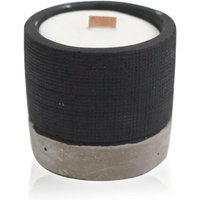 Concrete Candle - Black - Brandy Butter - Wooden Wick - Reusable Pot