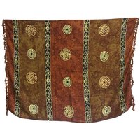Bali Celtic Sarong - Brown With Lucky Coin Embellishments - Versatile Beach Cover-up