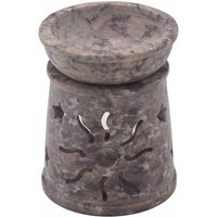 Soapstone Oil Burner 8cm - Sun & Stars Motif, Hand-carved Aroma Diffuser