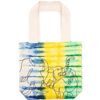 Tie-dye Cotton Tote Bag 6oz - Elephant Motif - Blue Yellow Green - 38x42x12cm