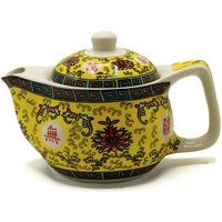 Ceramic Teapot With Metal Strainer - Oriental Design, 350ml, 11cm X 11cm X 17cm