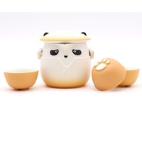 Panda Teapot Set With 3 Cups - Orange