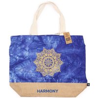All-natural Blue Stonewash Mandala Tote Bag - Bohemian Boho Eco-friendly Harmony