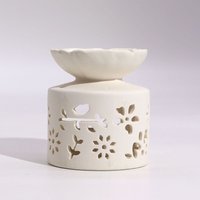 Wax Melt Gift Set Tea & Rose Fragrance Oil Burner With Tea Light - Uk Handmade Ceramic Pink House Box
