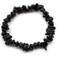 Black Agate Chipstone Bracelet - Genuine Gemstone, Elastic, Comfortable