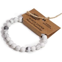 White Jasper Gemstone Power Bracelet - 8mm Beads - Stretch Fit