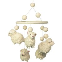 Handmade Felt Sheep Mobile For Nursery - White