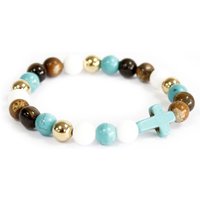 Turquoise Tiger's Eye Howlite Gemstone Bracelet - Unisex Bohemian Stretch Fit