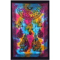 Handmade Indian Cotton Bedspread & Wall Hanging - Dreamcatcher - 130cm X 200cm