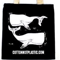 8oz Cotton Tote Bag - 38x42cm - Whales - Black