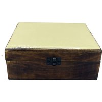 Concrete Effect Ceramic Glazed Wood Storage Box - 20x15x7.5cm